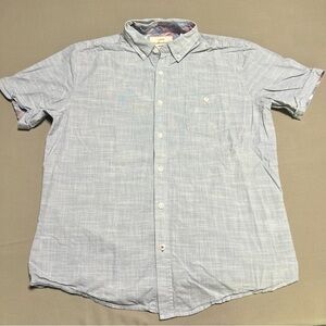 Original Weatherproof Vintage Mens Blue Button Up Short Sleeve Shirt Size Large
